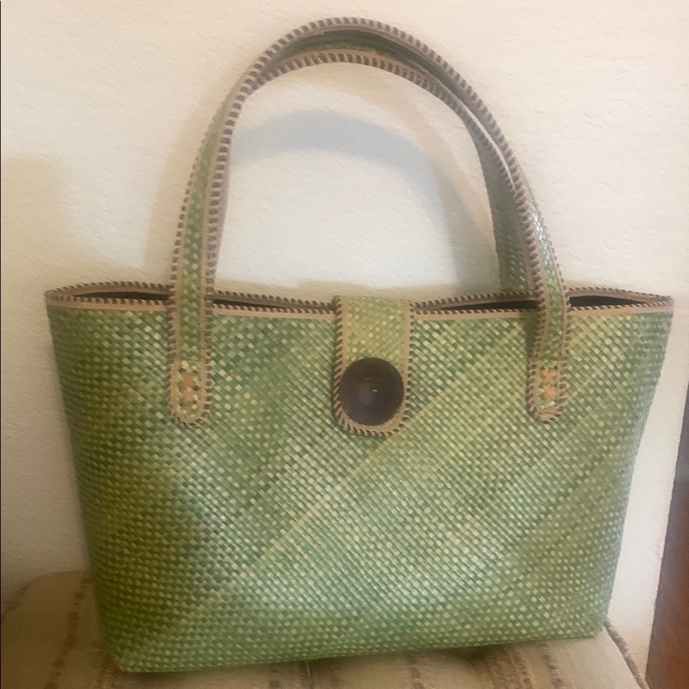Green Woven Tote Bag